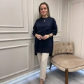Nuss Triko 26K3003 Lacivert Önü Detaylı Tunik