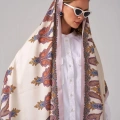 Wennora NuraShine Lila Çerçevesi Desenli Şal
