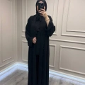 Zigay 1002 Siyah Üçlü Abaya Takım