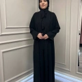 Zigay 1002 Siyah Üçlü Abaya Takım