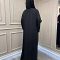 Zigay 1011 Siyah Kolları Ve Yanları Taşlı Abaya