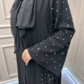 Zigay 1011 Siyah Kolları Ve Yanları Taşlı Abaya