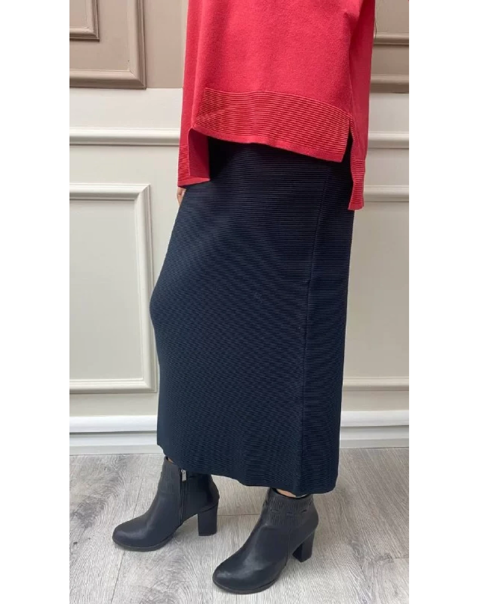 İnvee 6833 Siyah Fitilli Triko Etek