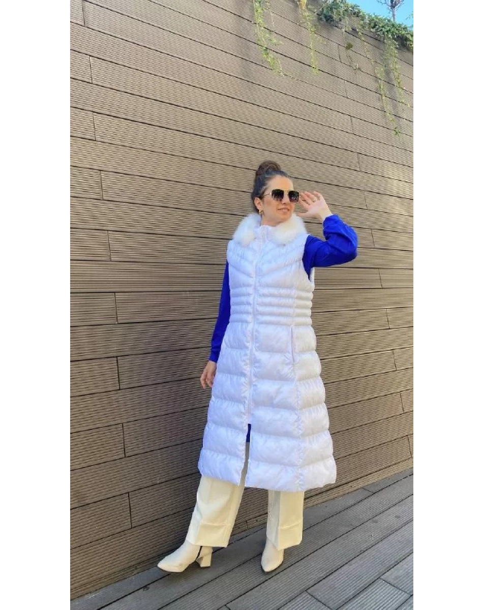 İnvee 6836 Ekru Kürklü Yelek