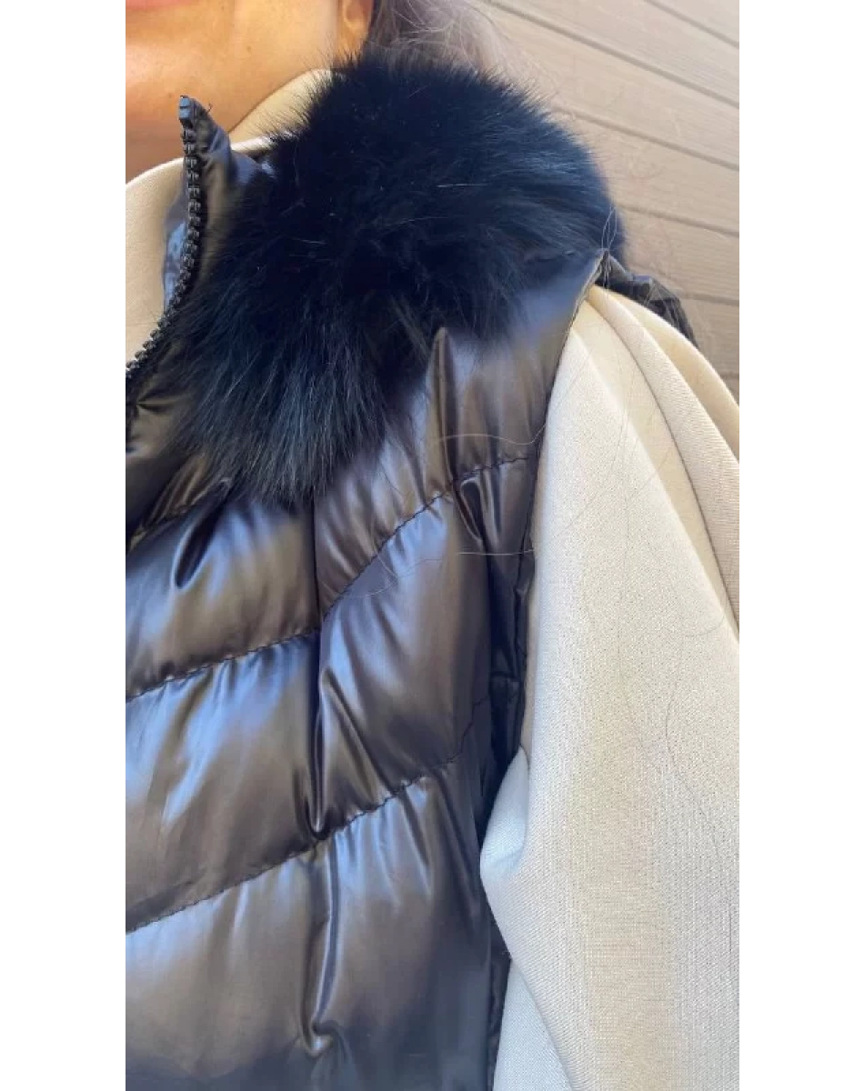 İnvee 6836 Siyah Kürklü Yelek