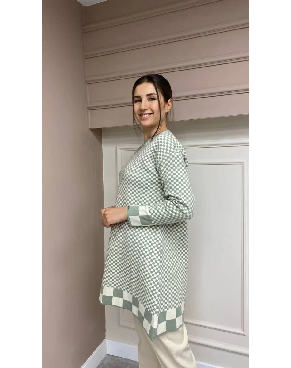 İnvee 6873 Çağla Küp Desenli Triko