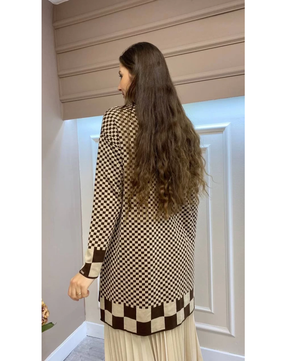 İnvee 6873 Kahve-Bej Küp Desenli Triko