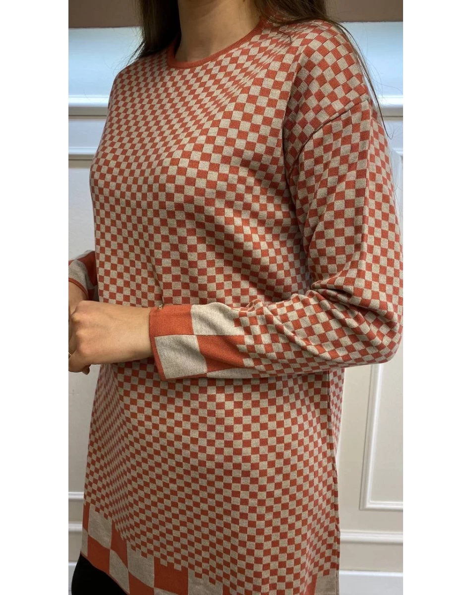 İnvee 6873 Soğan Kabuğu Küp Desenli Triko