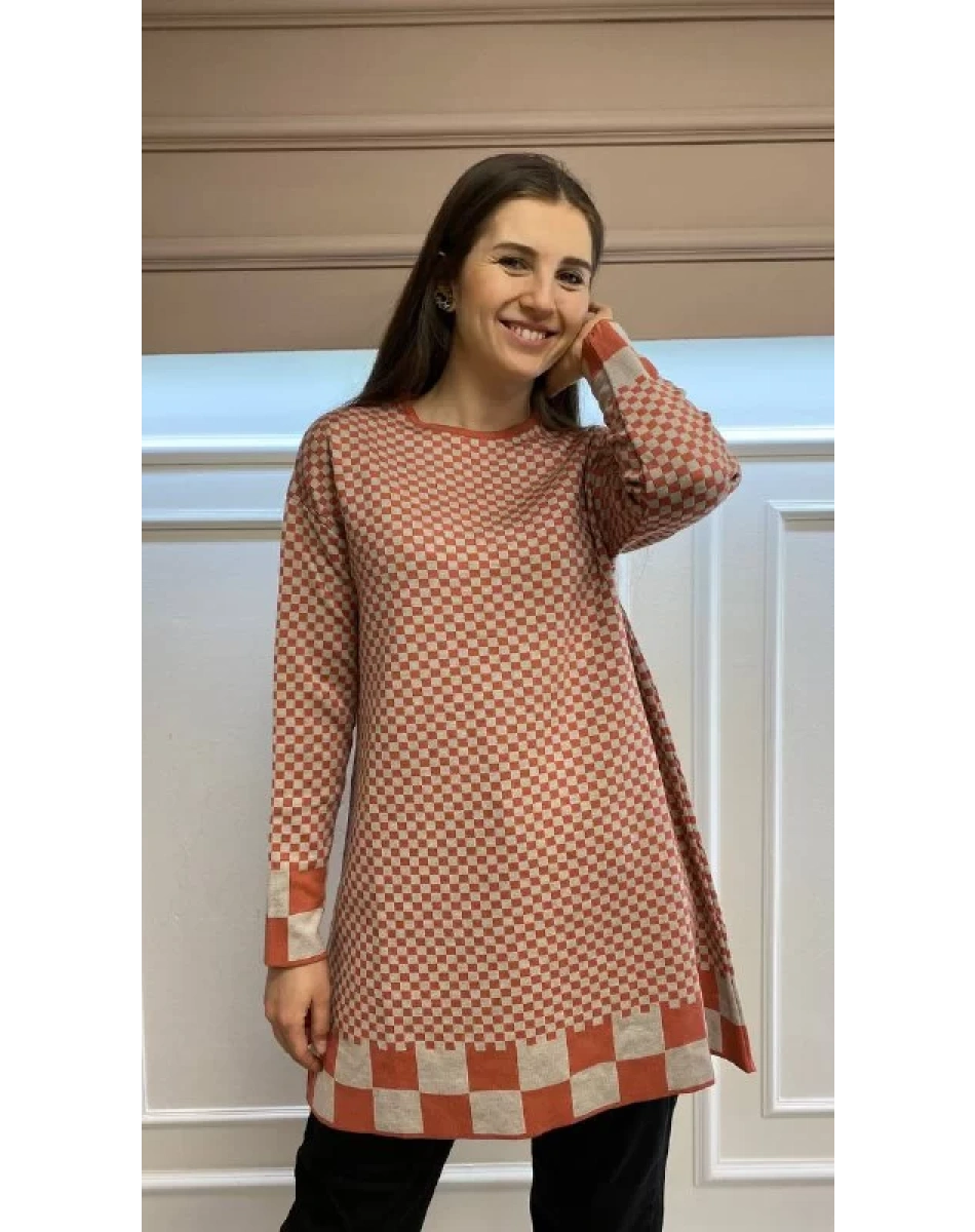 İnvee 6873 Soğan Kabuğu Küp Desenli Triko