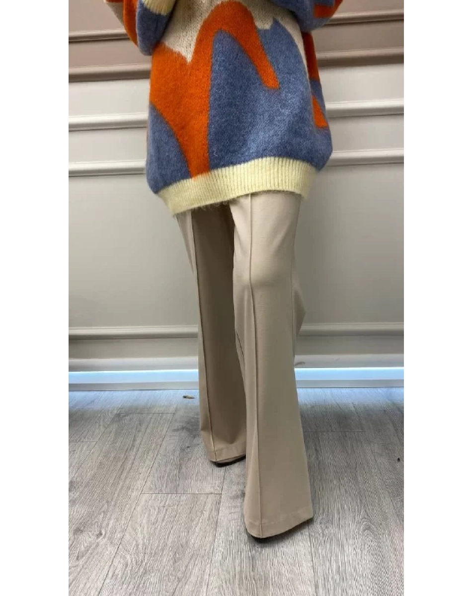 Misswhence 32123 Bej İspanyol Paça Pantolon