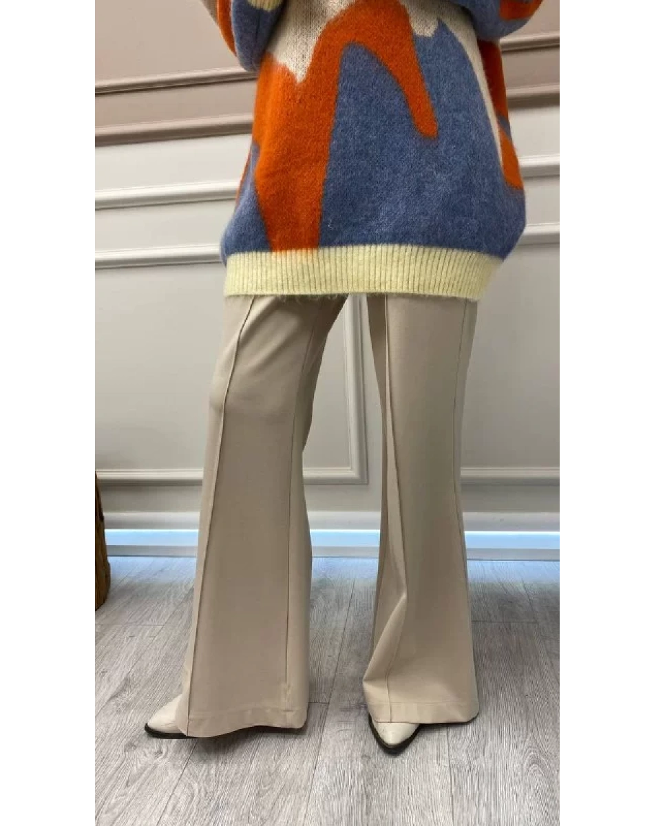 Misswhence 32123 Bej İspanyol Paça Pantolon