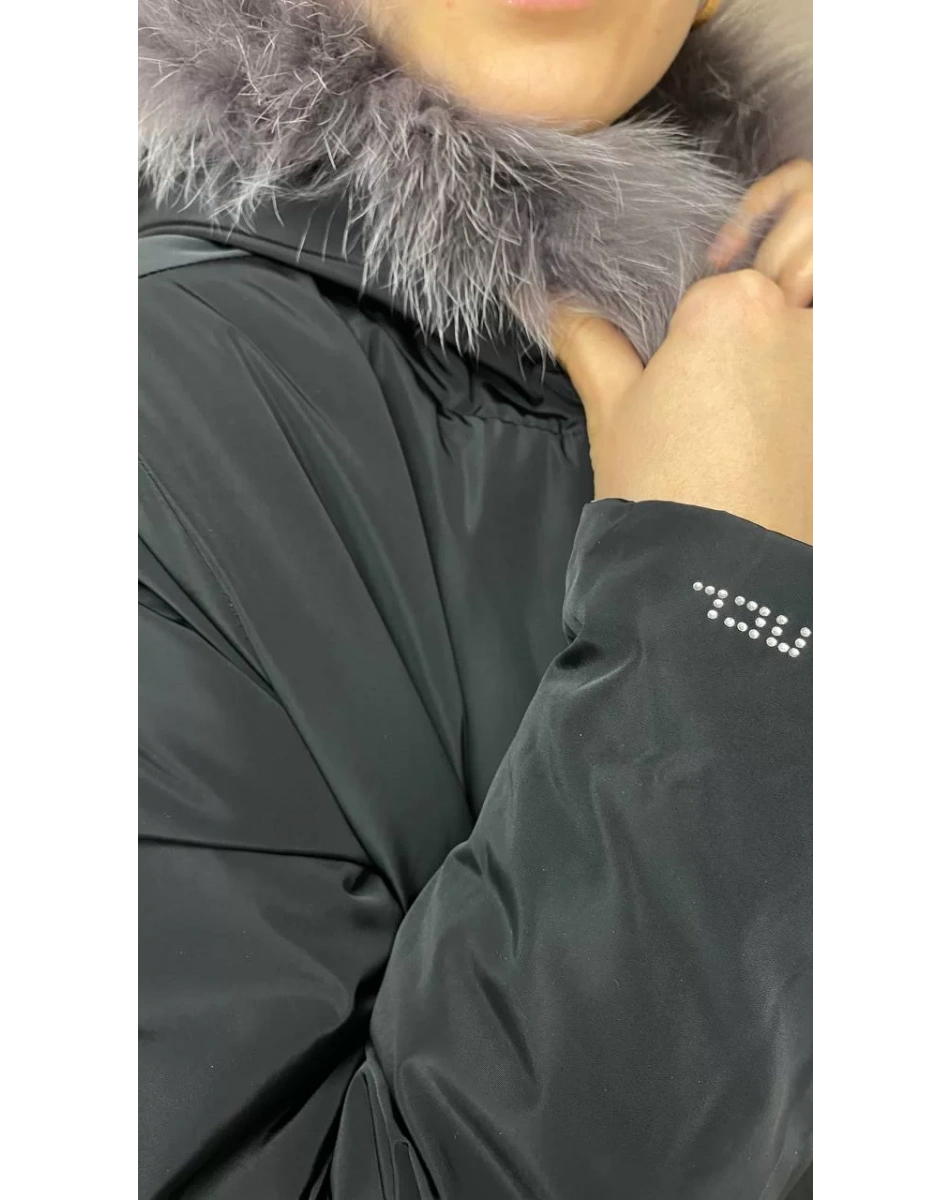 Ncl 22516 Siyah-Gri Şişme Çift Taraflı Tam Boy Kaban