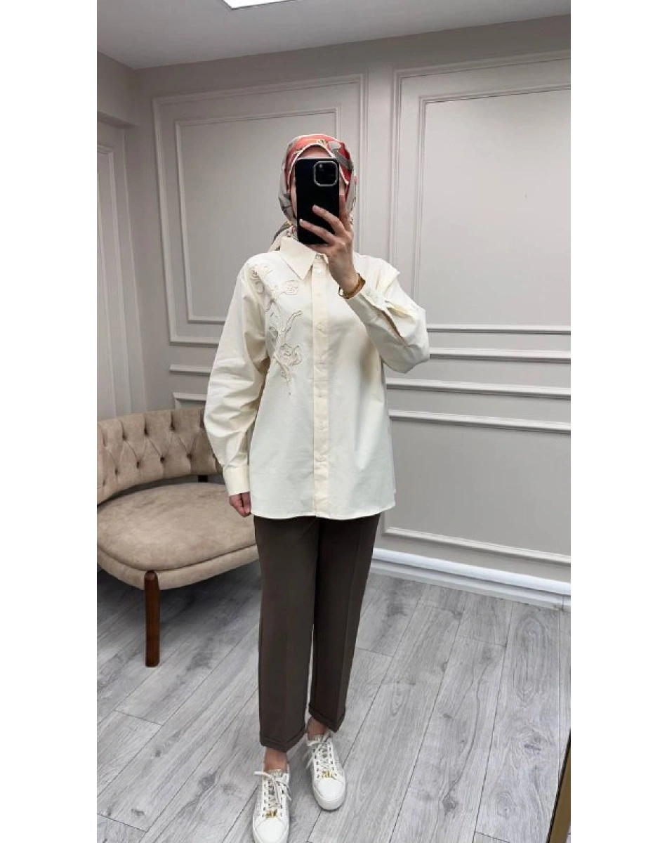 Exquise E26Y06208008 Krem Kierra Gömlek