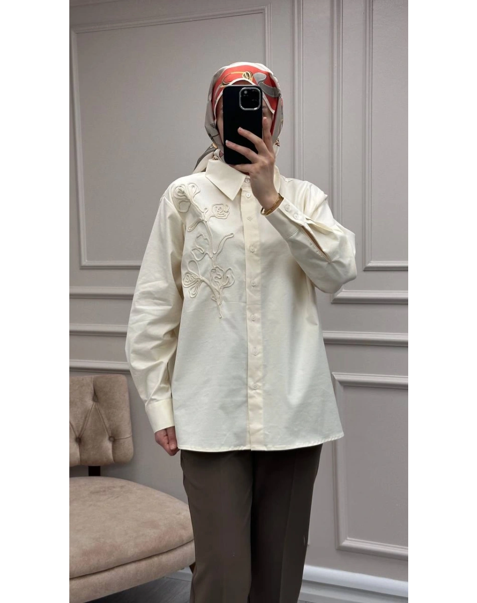 Exquise E26Y06208008 Krem Kierra Gömlek