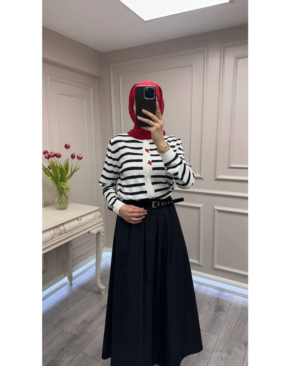 Ghisa 3620H3313 Ekru Siyah Hırka