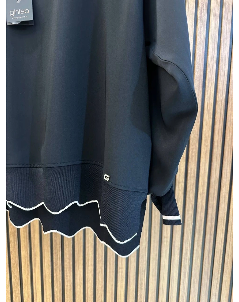 Ghisa 3630T4304 Siyah Ribana Detaylı Tunik