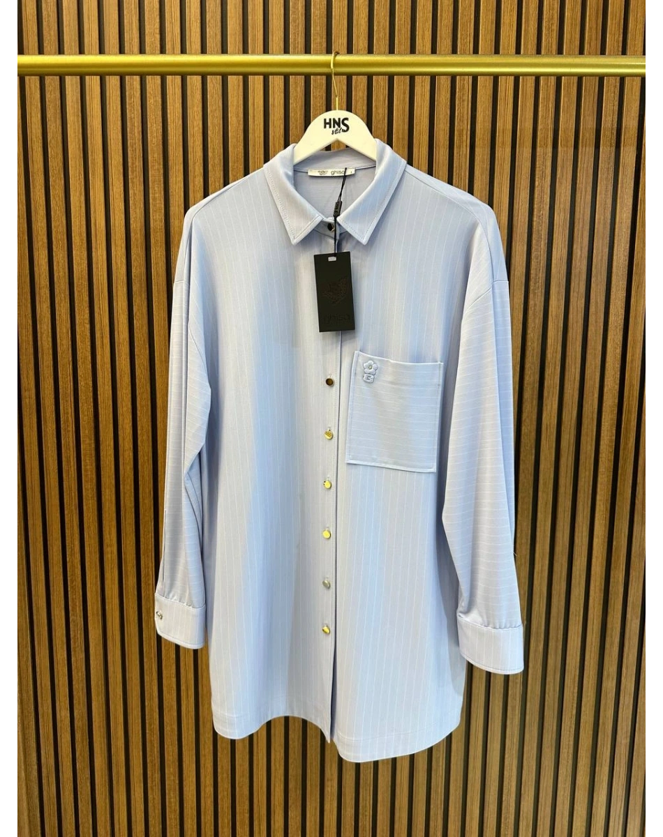Ghisa 3610T4299 Mavi Çizgi ve Cep Detaylı Tunik