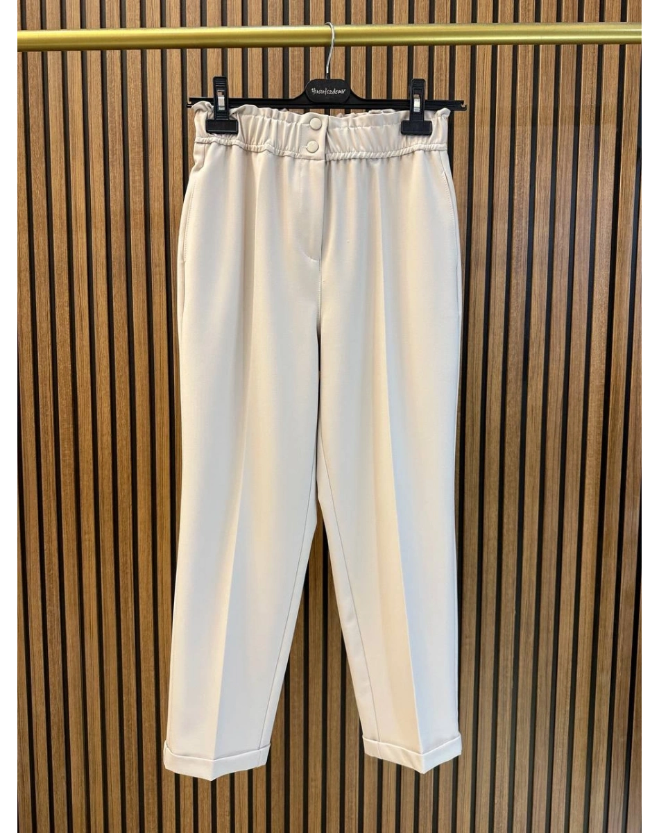 Yusuf Özdemir 26K1484 Bej Beli Lastikli Pantolon