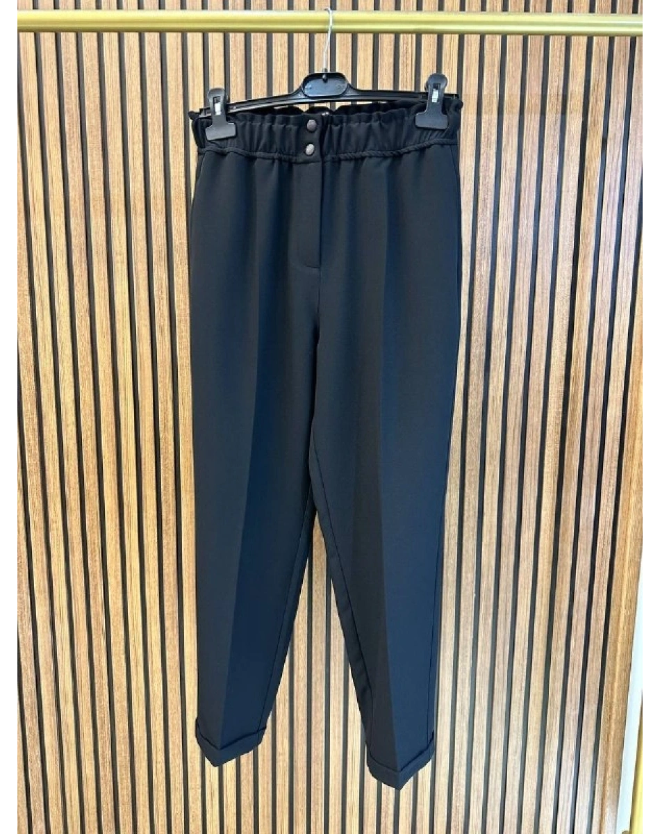 Yusuf Özdemir 26K1484 Siyah Beli Lastikli Pantolon