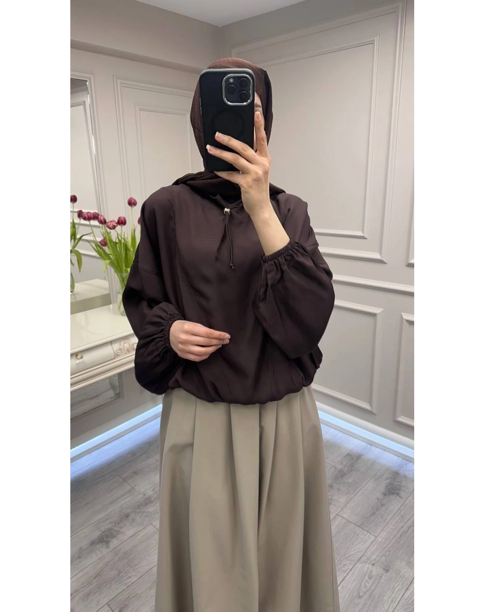 Ghisa 3610T4328 Kahve Yaka Detaylı Tunik