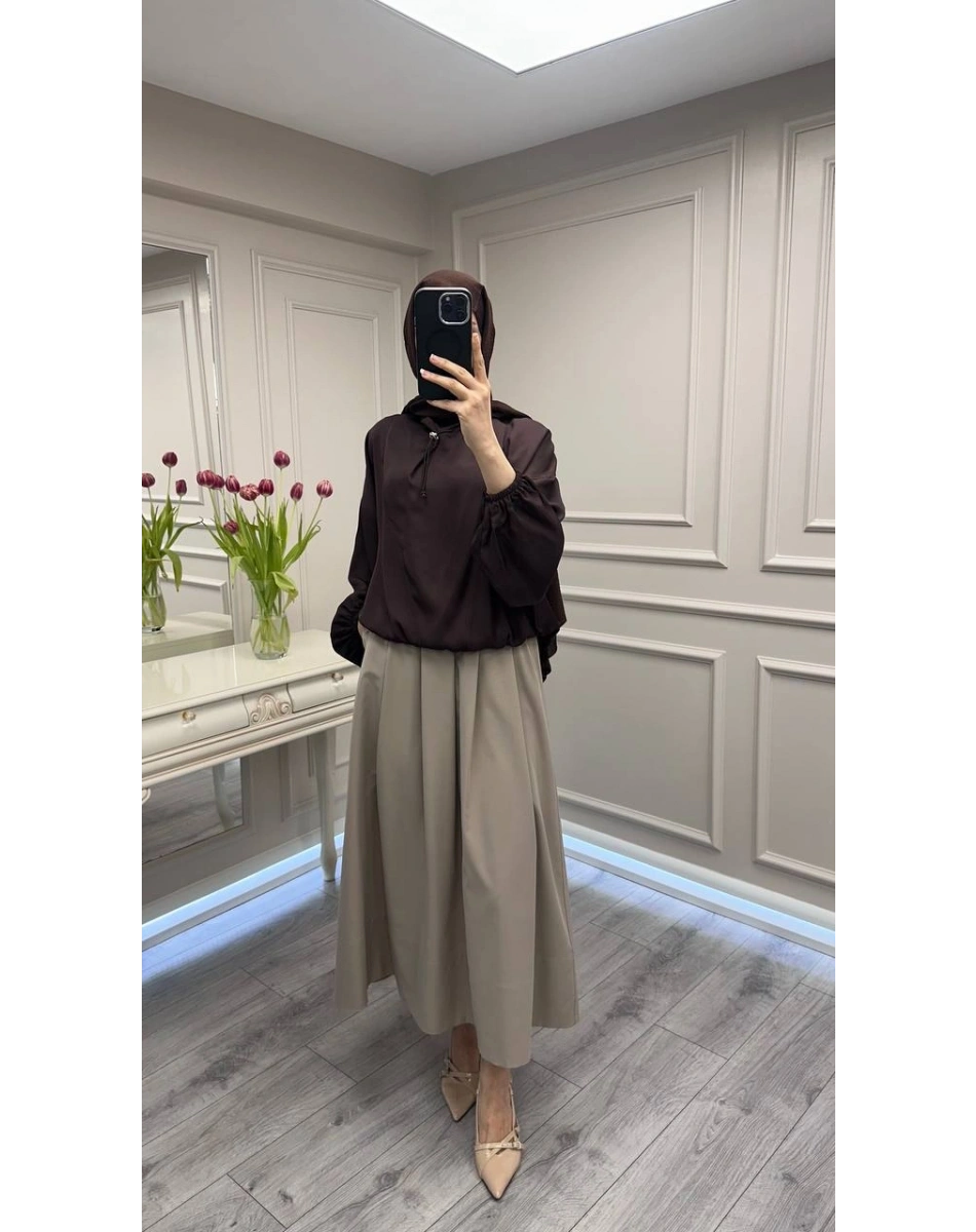 Ghisa 3610T4328 Kahve Yaka Detaylı Tunik