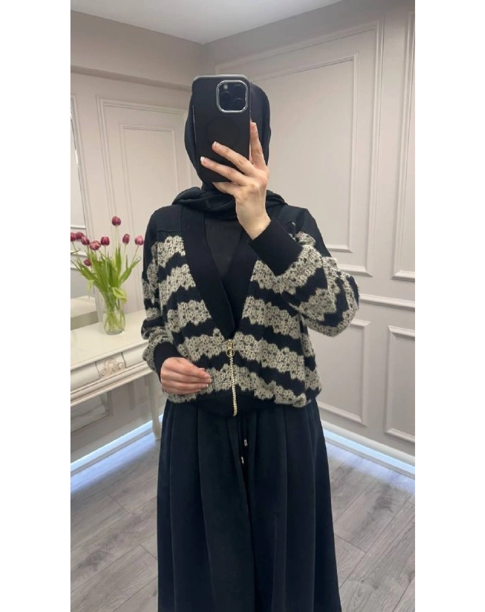 Ghisa 26KÖRHRK3353 Siyah-Camel Simli Hırka