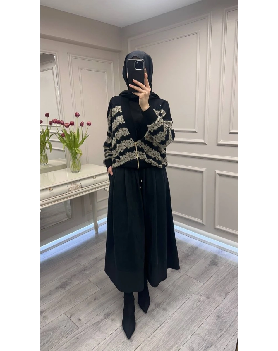 Ghisa 26KÖRHRK3353 Siyah-Camel Simli Hırka