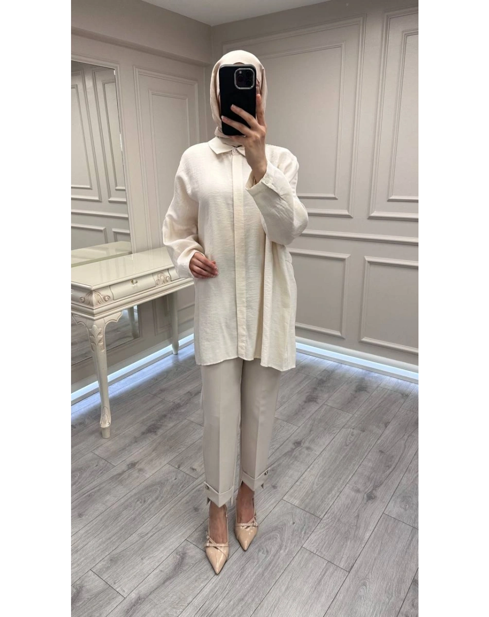 Nuss Triko 26Y3001 Krem Gömlek