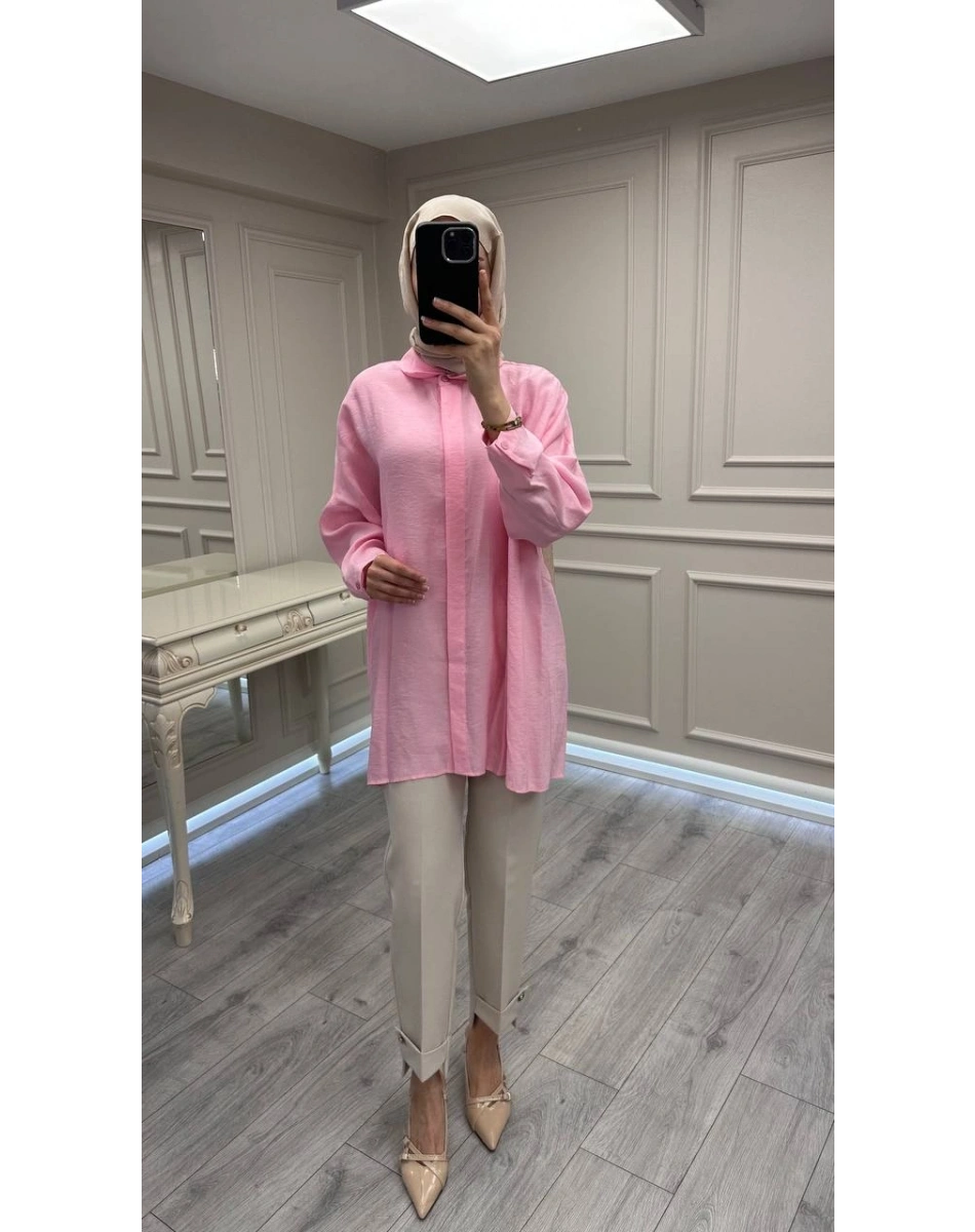 Nuss Triko 26Y3001 Şeker Pembe Gömlek