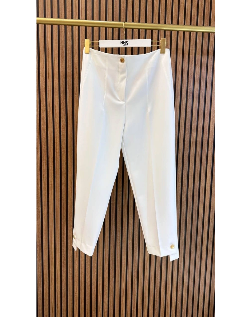 Yusuf Özdemir 25Y1543 Beyaz Düğme Detaylı Pantolon