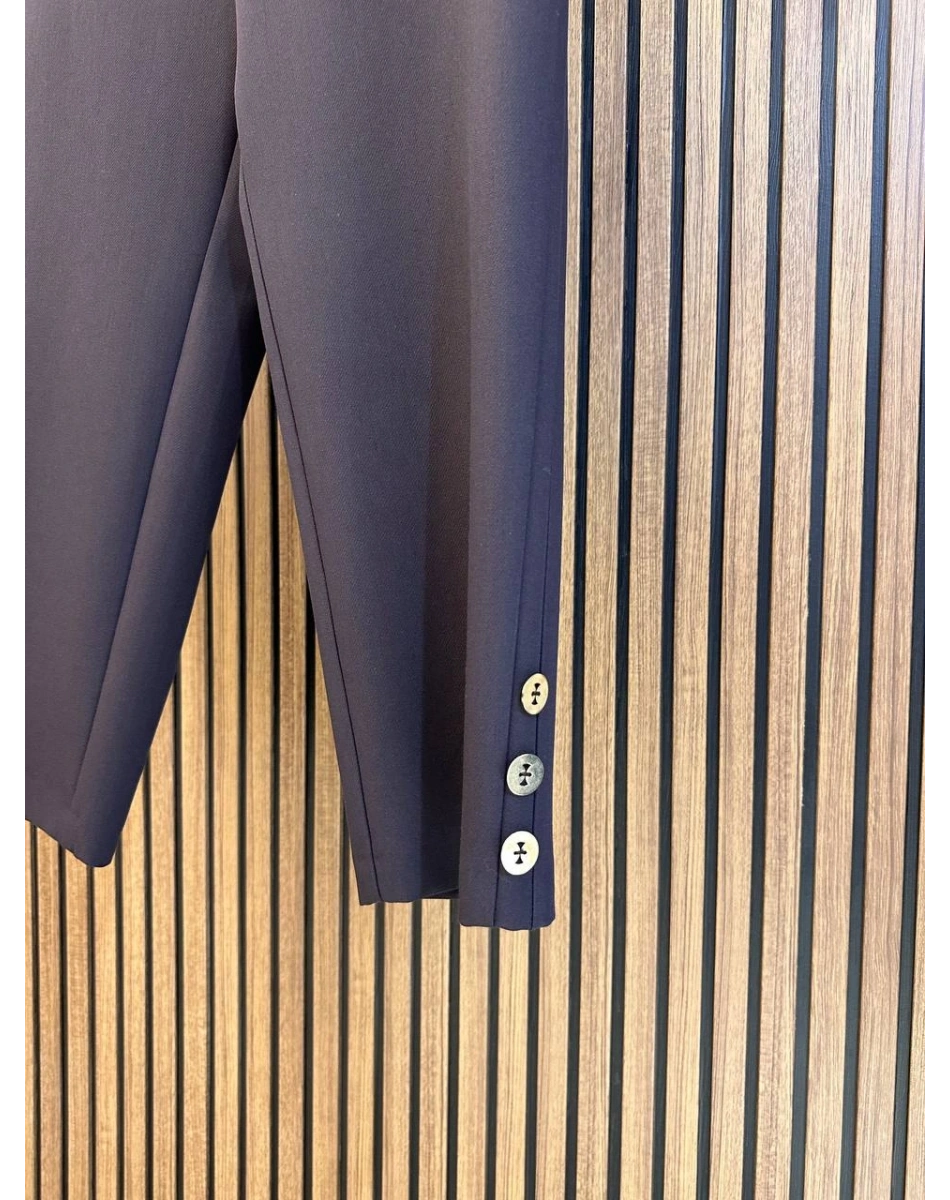 Yusuf Özdemir 26K1393 Kahverengi Paçası Düğme Detaylı Pantolon