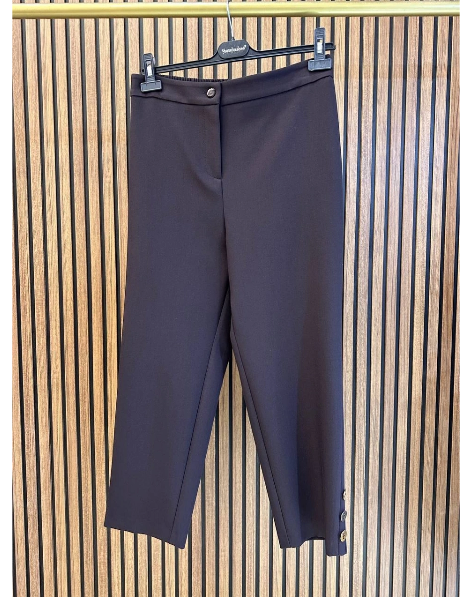 Yusuf Özdemir 26K1393 Kahverengi Paçası Düğme Detaylı Pantolon