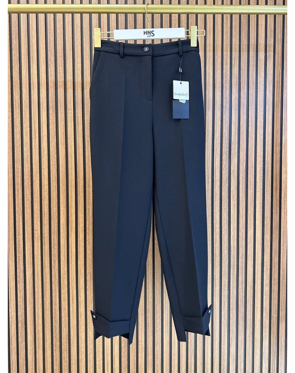 Yusuf Özdemir 26Y1624 Siyah Paçası Detaylı Pantolon