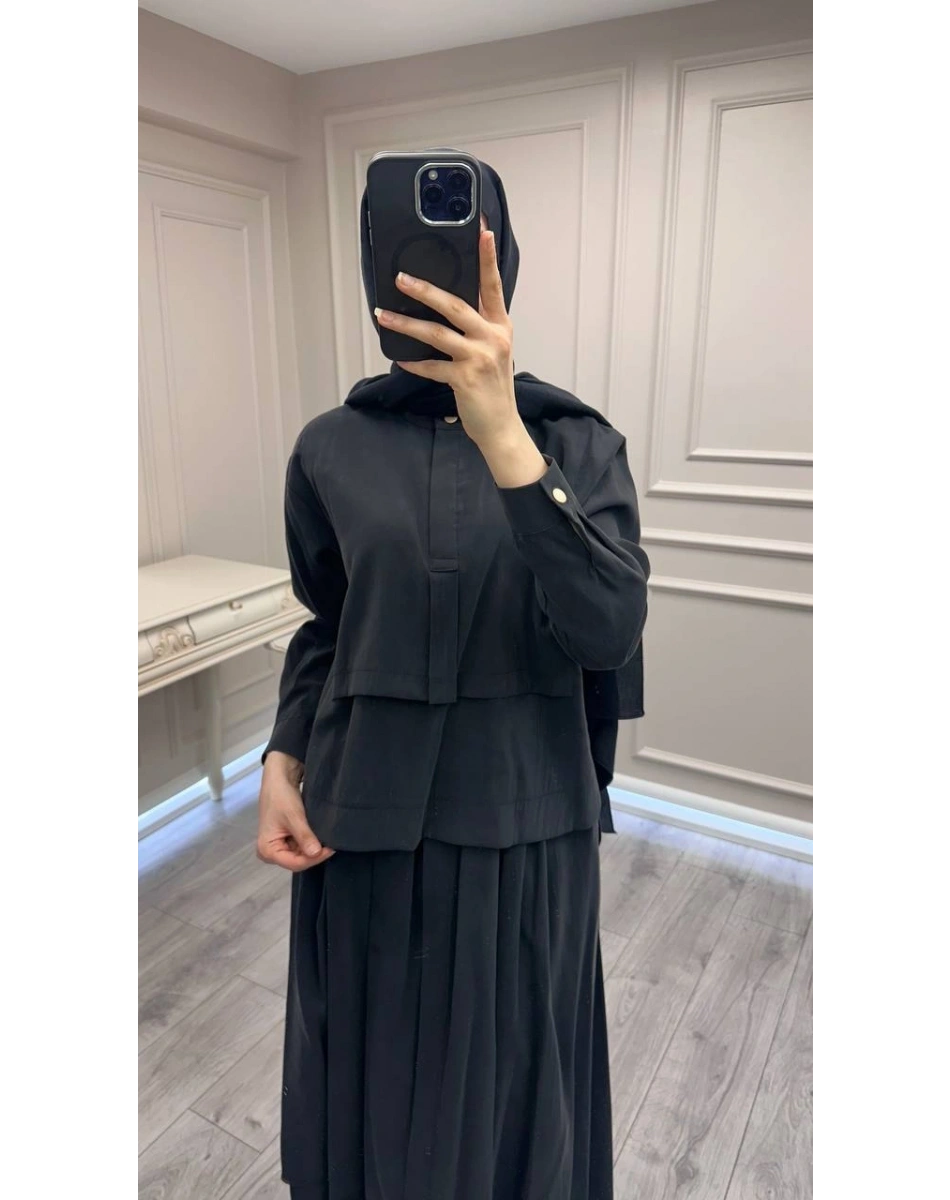 Hilay HLY0126Y101.007 Siyah Bianca Allerli Asimetrik Etekli Takım