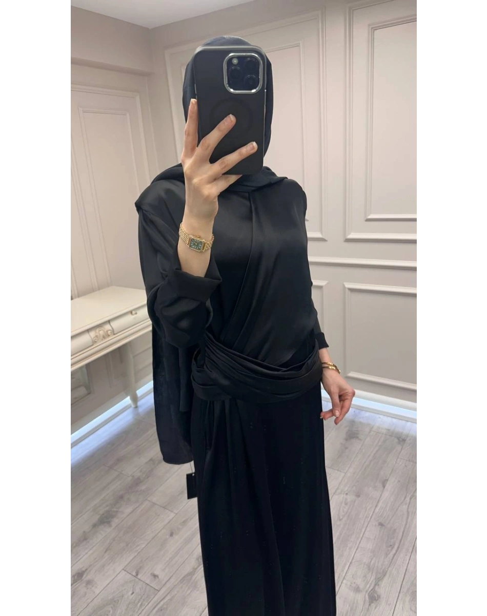 Wennora 1003 Siyah Vatkalı Elbise