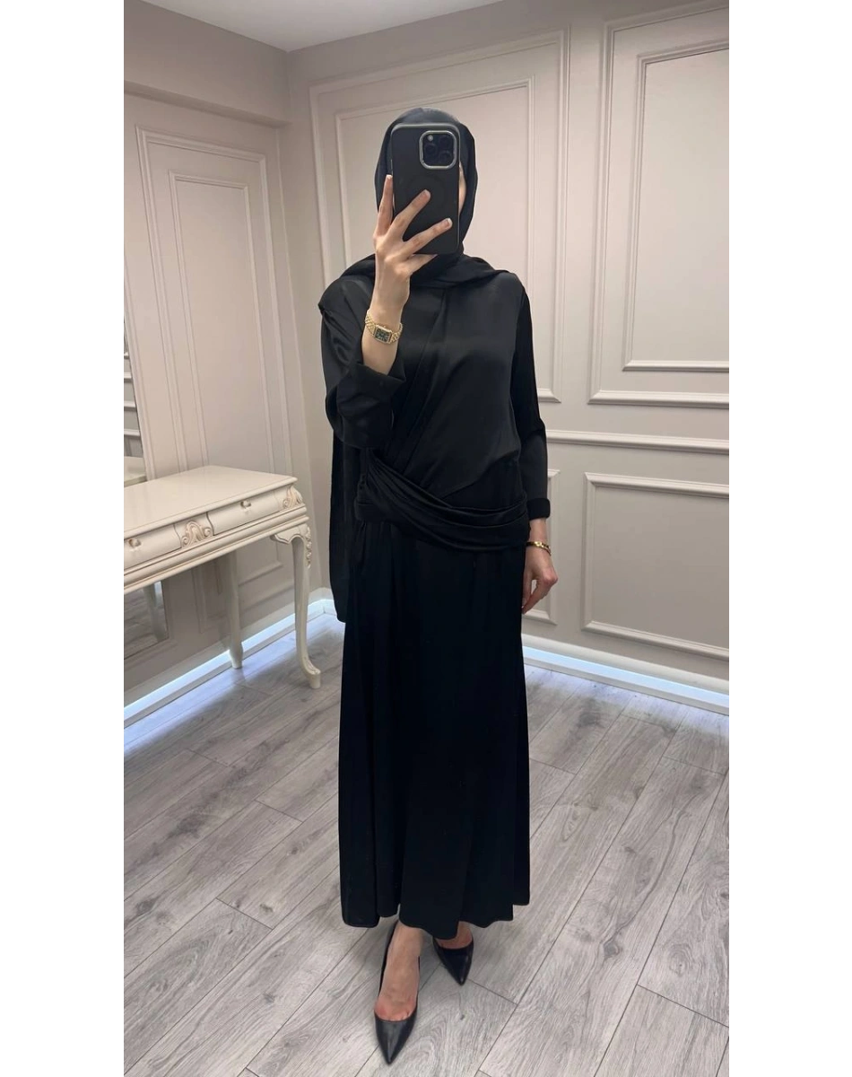 Wennora 1003 Siyah Vatkalı Elbise