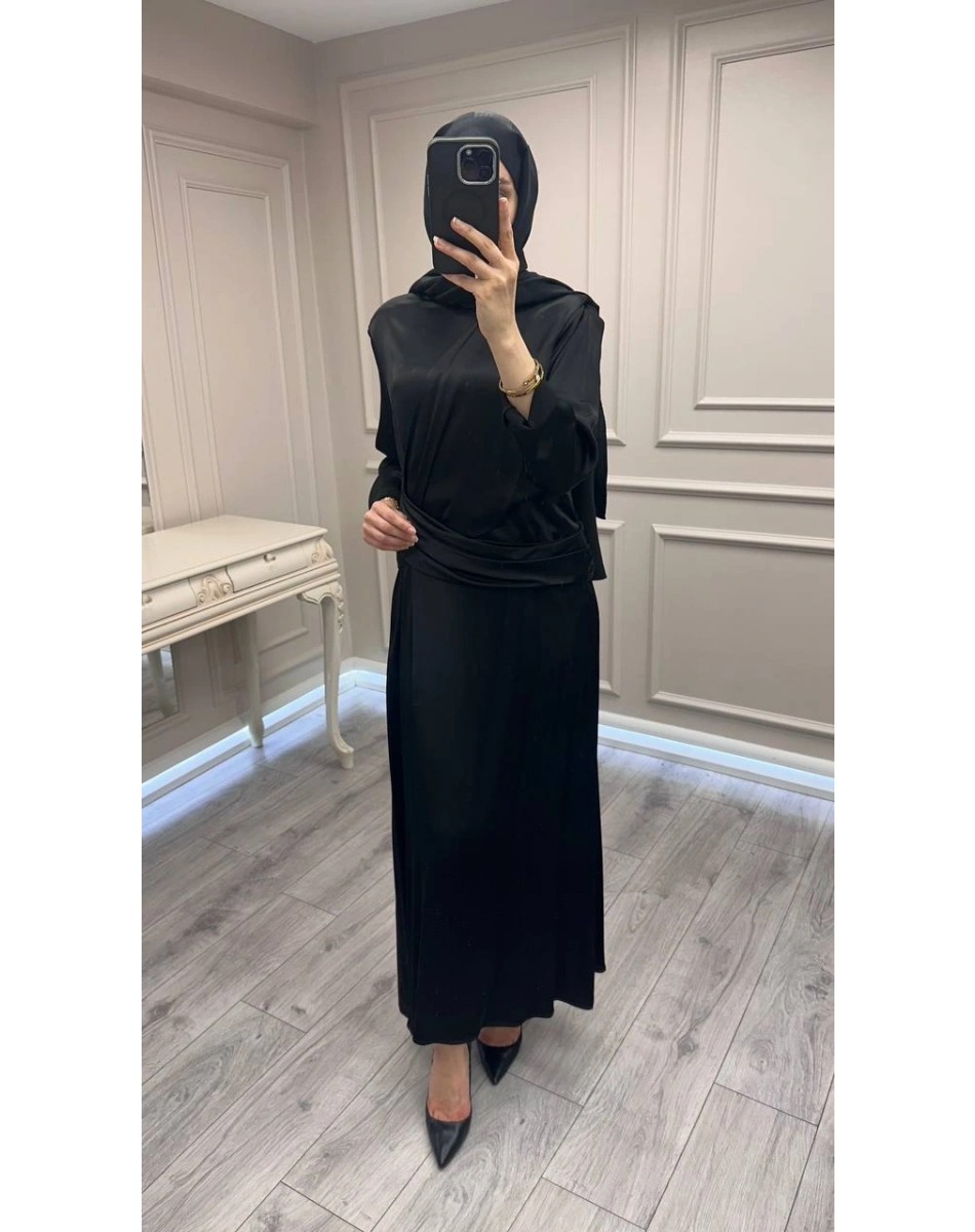 Wennora 1003 Siyah Vatkalı Elbise