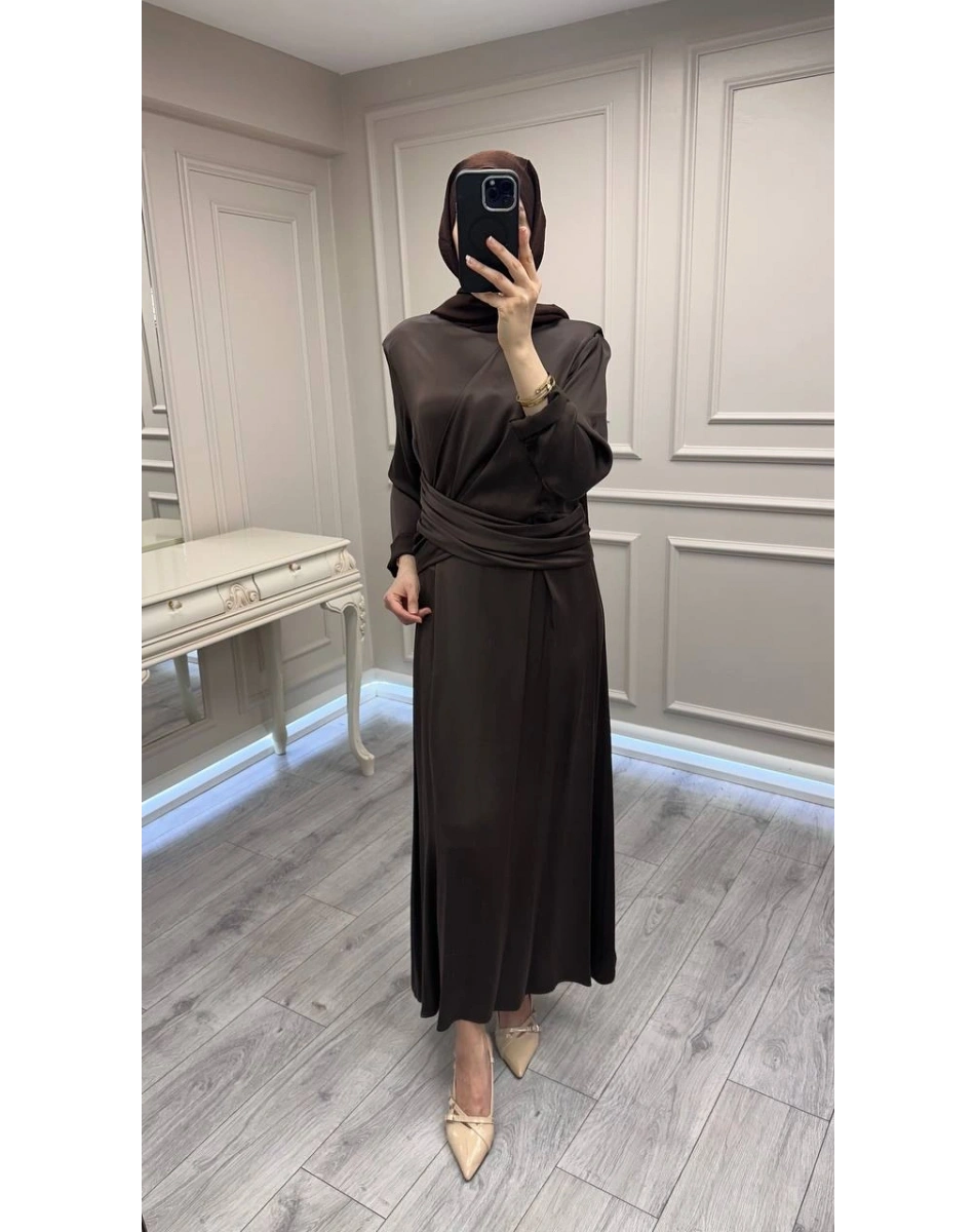 Wennora 1003 Kahve Vatkalı Elbise