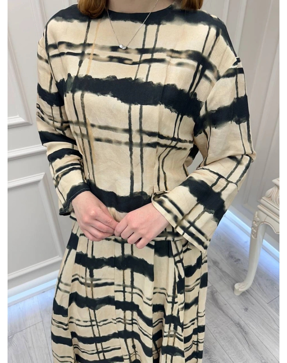 Venöve 26SSTUN0003 Siyah Çizgili Elva Takım