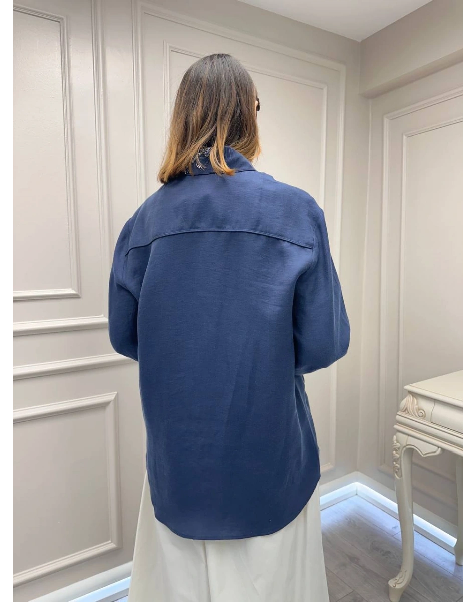 Venöve 26SSGOM0028 Lacivert Thomas Gömlek