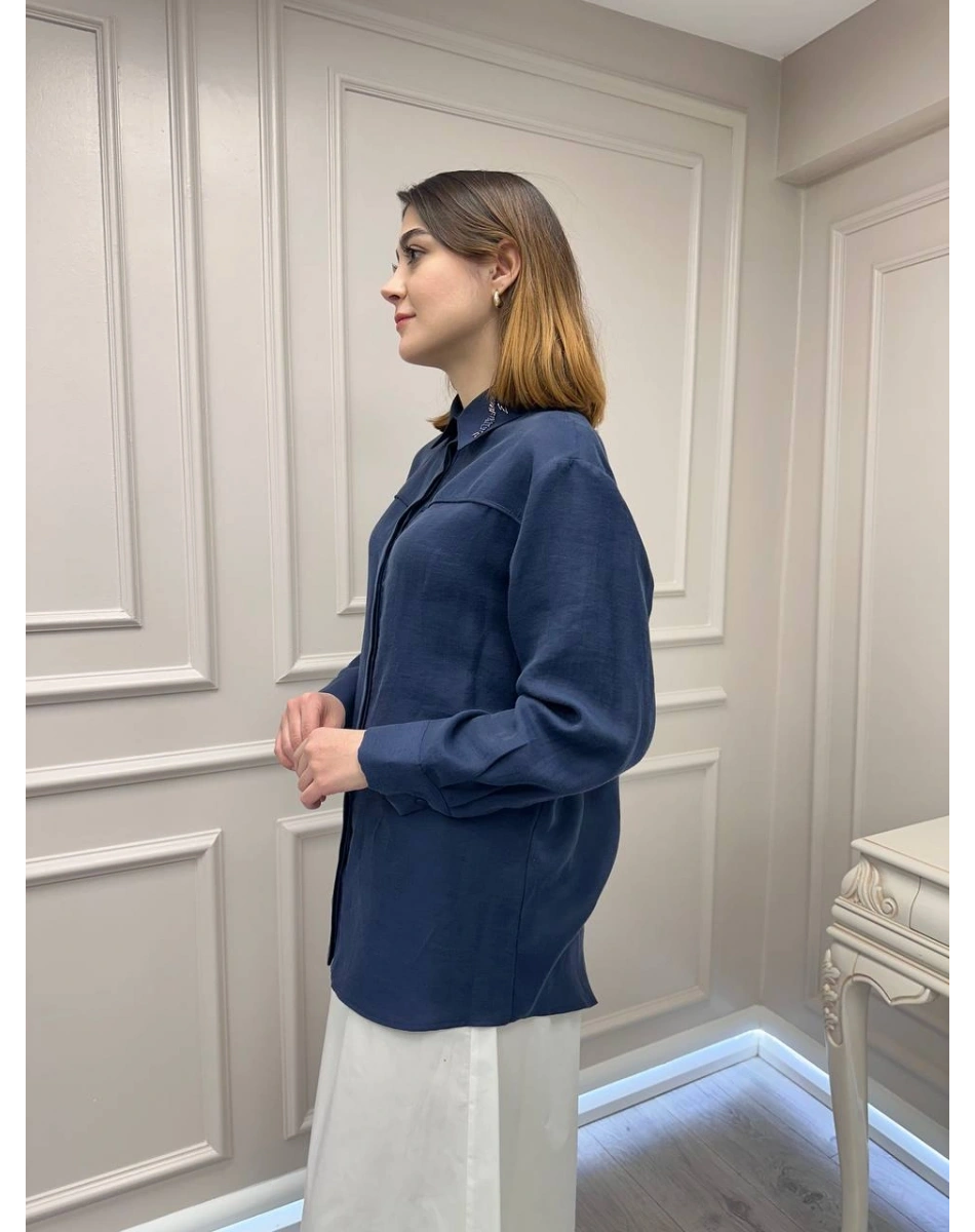 Venöve 26SSGOM0028 Lacivert Thomas Gömlek