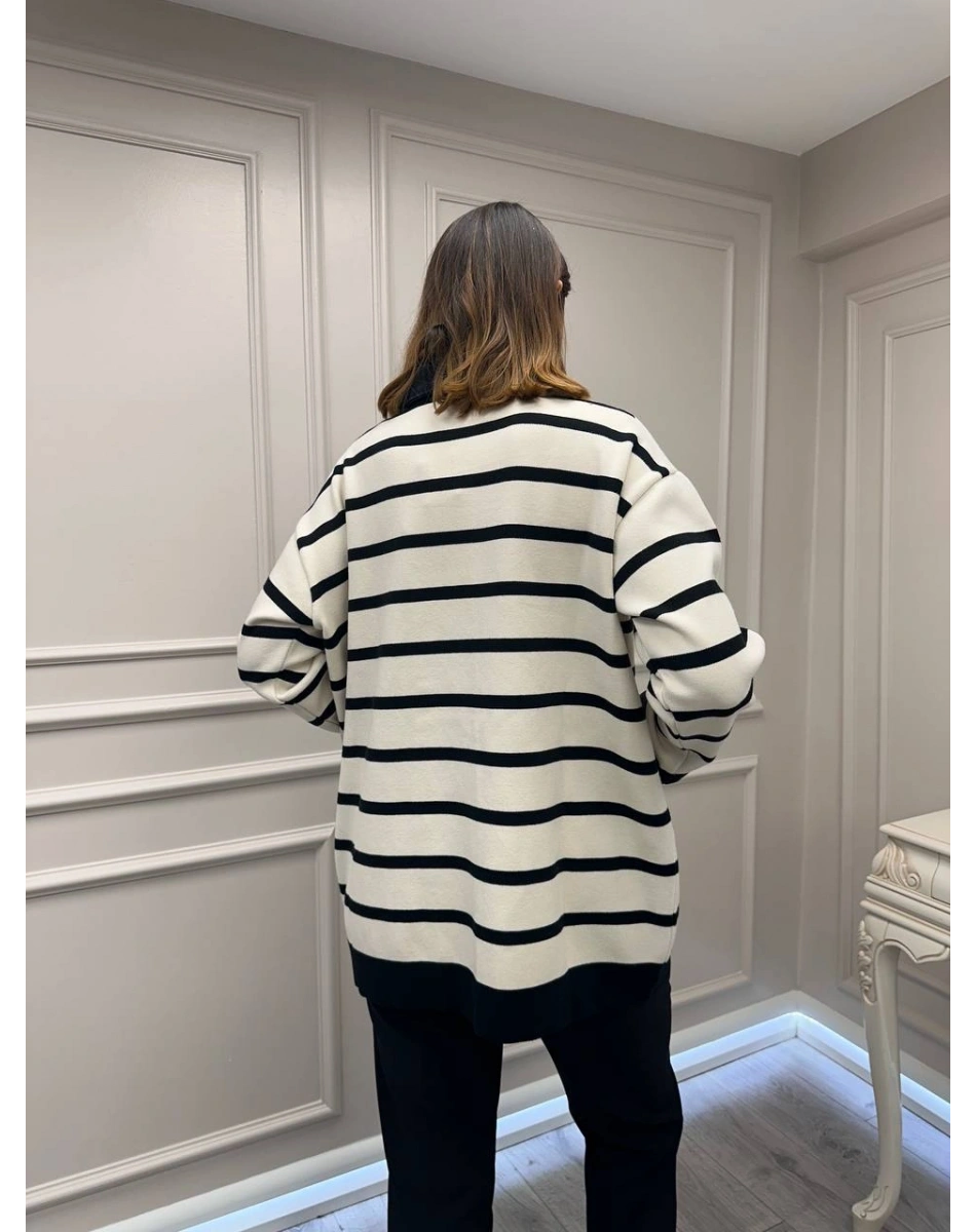 Exquise E26Y06225002 Siyah Krem Gaetan Triko Hırka