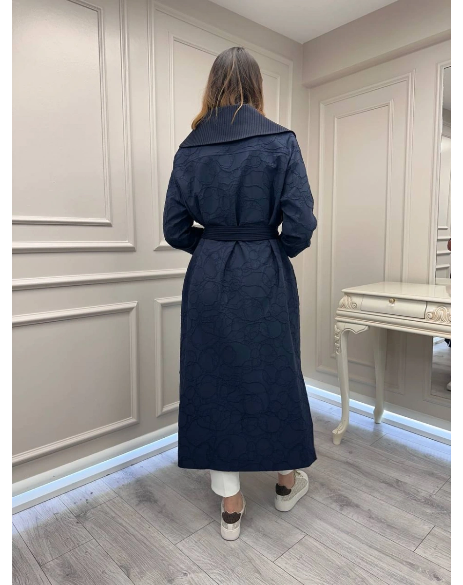 Nuss Triko 26Y6047 Lacivert Yanları Yırtmaçlı Kap