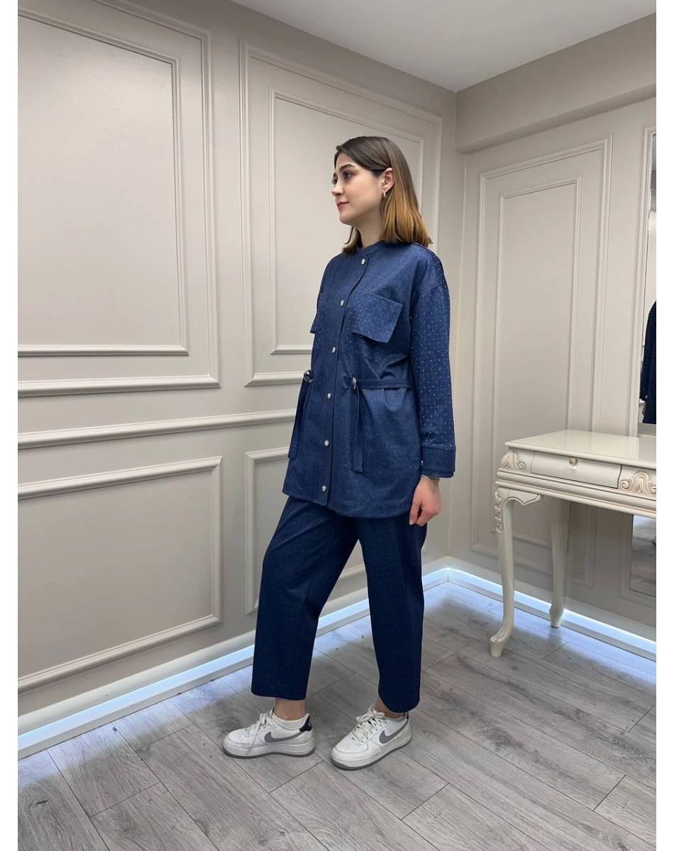 Ghisa 3610T9186 Mavi Taş Detaylı İkili Takım