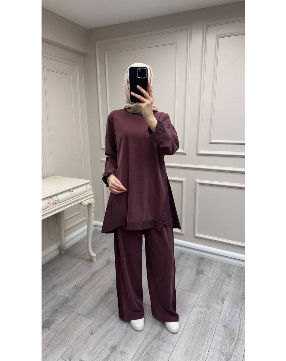 Hilay HLY0126K101.036 Mürdüm Icon Nervürlü Garni Kumaşlı Takım