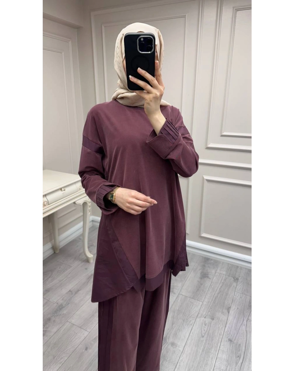 Hilay HLY0126K101.036 Mürdüm Icon Nervürlü Garni Kumaşlı Takım