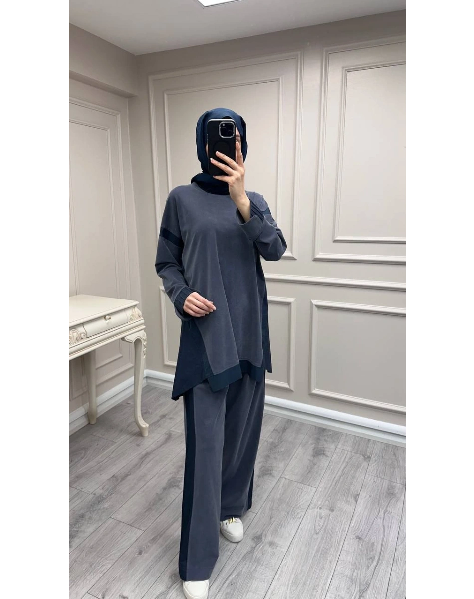 Hilay HLY0126K101.036 Lacivert Icon Nervürlü Garni Kumaşlı Takım