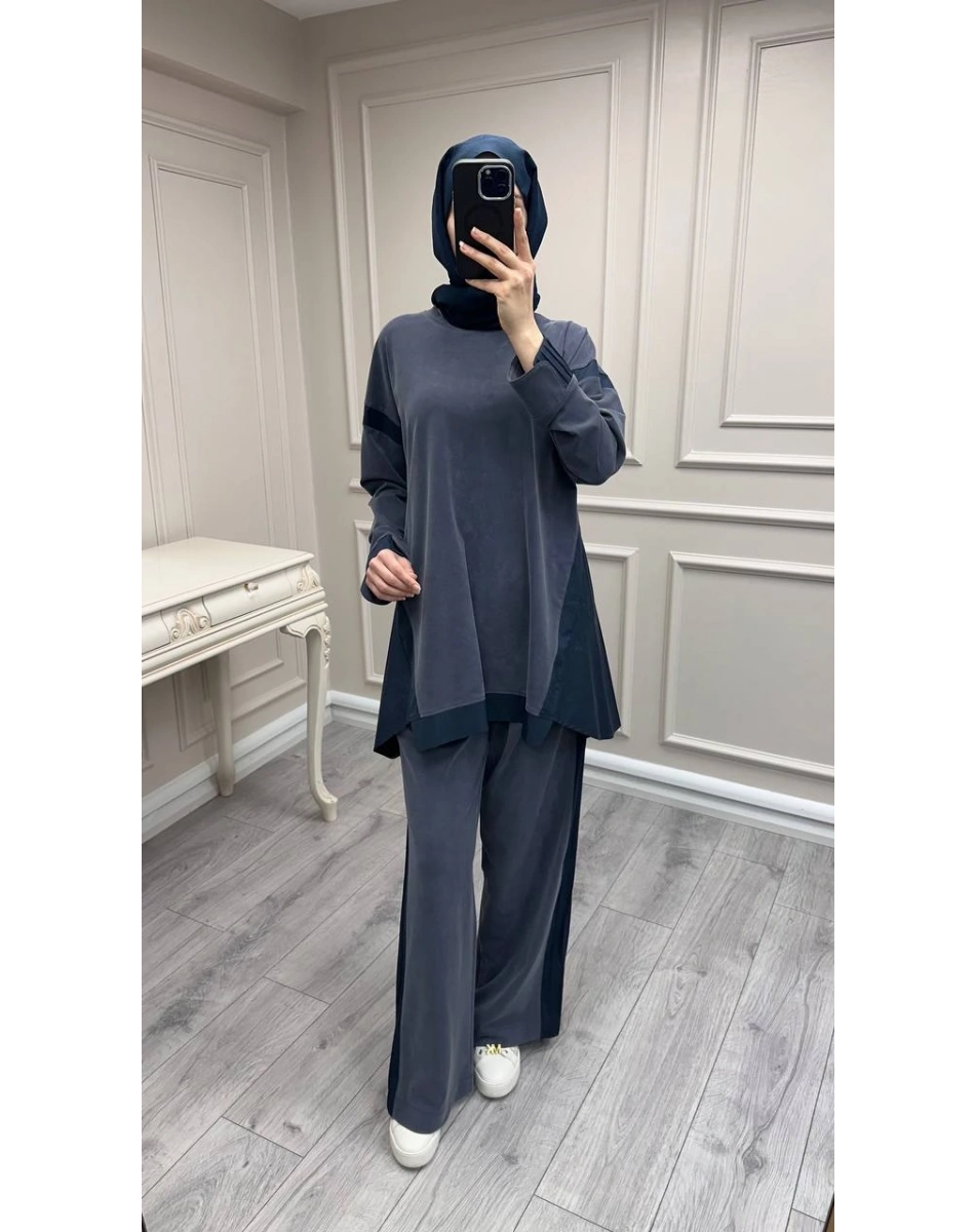 Hilay HLY0126K101.036 Lacivert Icon Nervürlü Garni Kumaşlı Takım