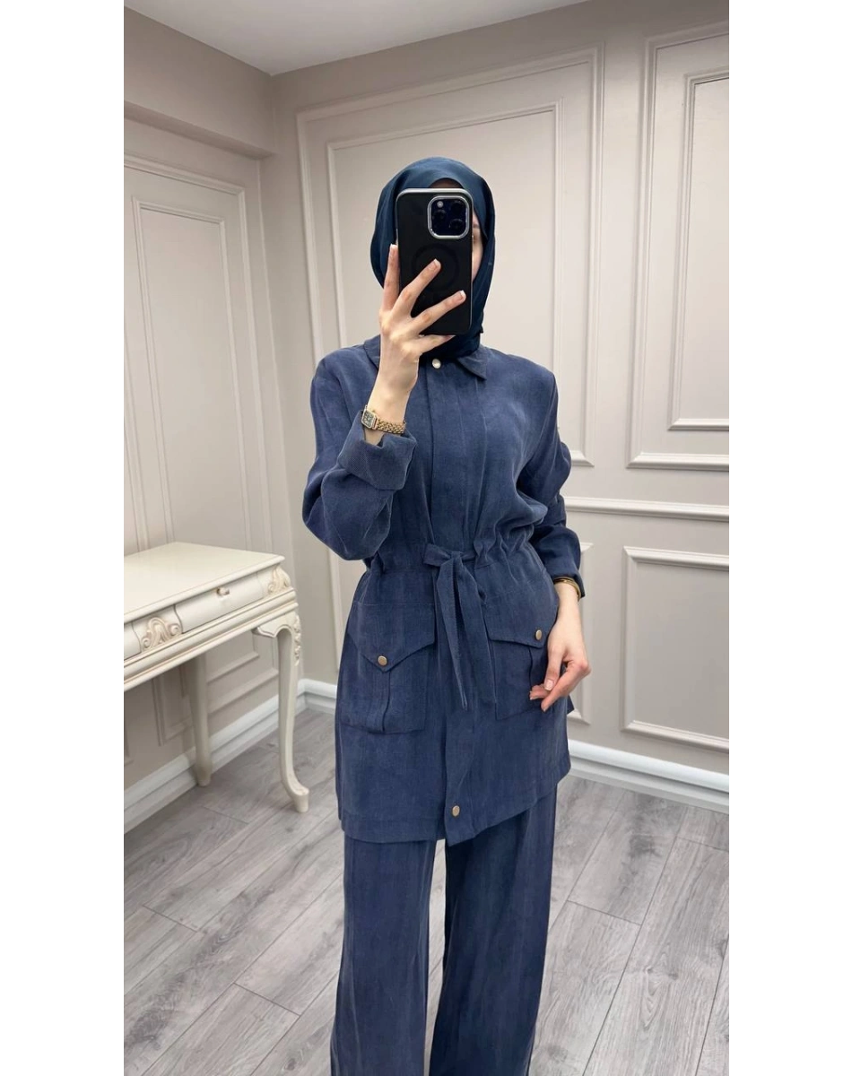 Hilay HLY0126K101.057 Lacivert Siena Beli Bağlamalı Cepli Takım