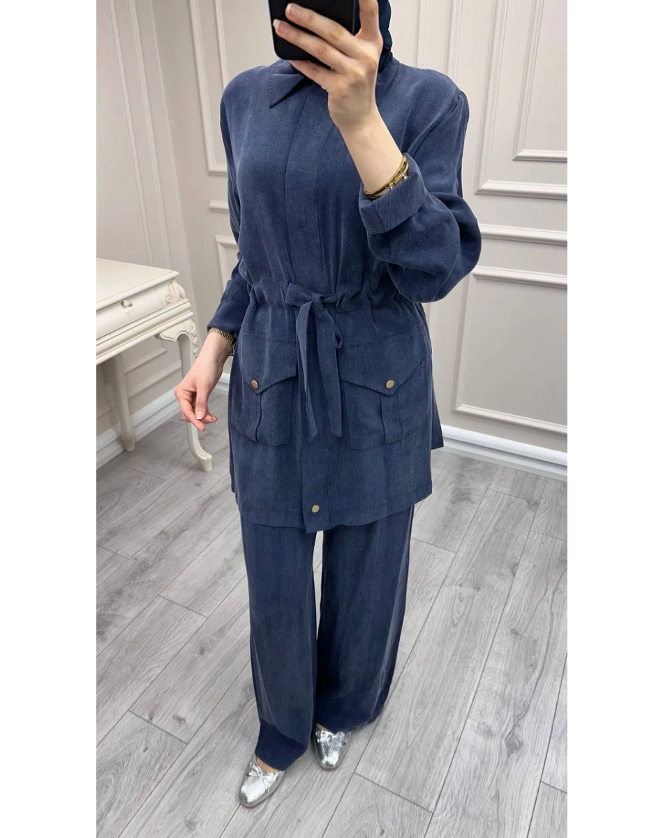 Hilay HLY0126K101.057 Lacivert Siena Beli Bağlamalı Cepli Takım